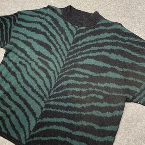Vintage Mathias Sweater Womens 3XL  Zebra Stripe Knit Pullover Made USA 90s